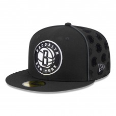 Бейсболка Brooklyn Nets New Era Piped & Flocked 59Fifty Fitted - Black