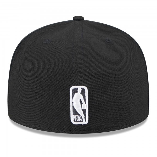 Бейсболка Brooklyn Nets New Era Piped & Flocked 59Fifty Fitted - Black