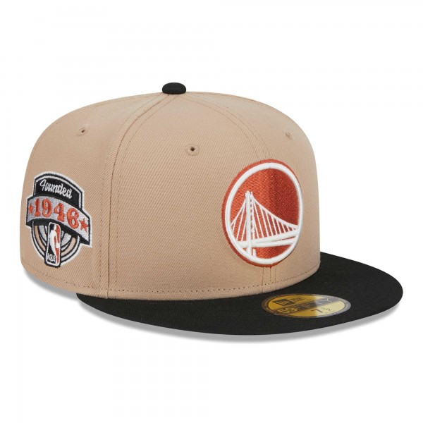 Бейсболка Golden State Warriors New Era Burnt Orange Logo 2-Tone 59FIFTY - Tan/Black