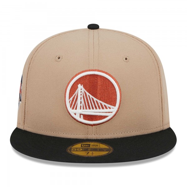 Бейсболка Golden State Warriors New Era Burnt Orange Logo 2-Tone 59FIFTY - Tan/Black