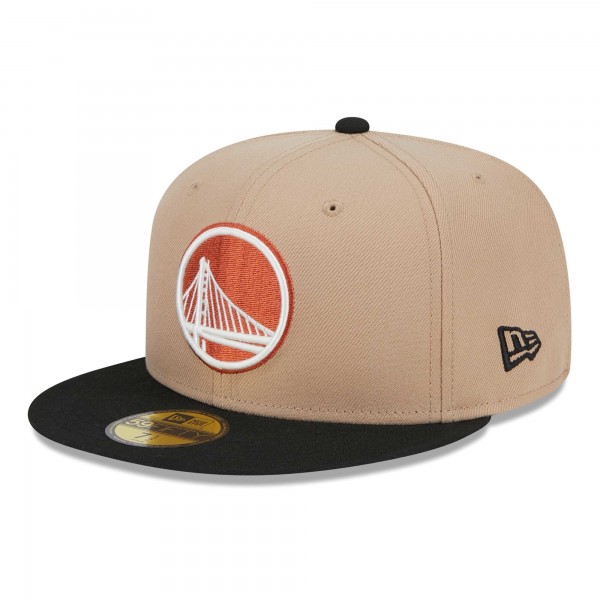 Бейсболка Golden State Warriors New Era Burnt Orange Logo 2-Tone 59FIFTY - Tan/Black