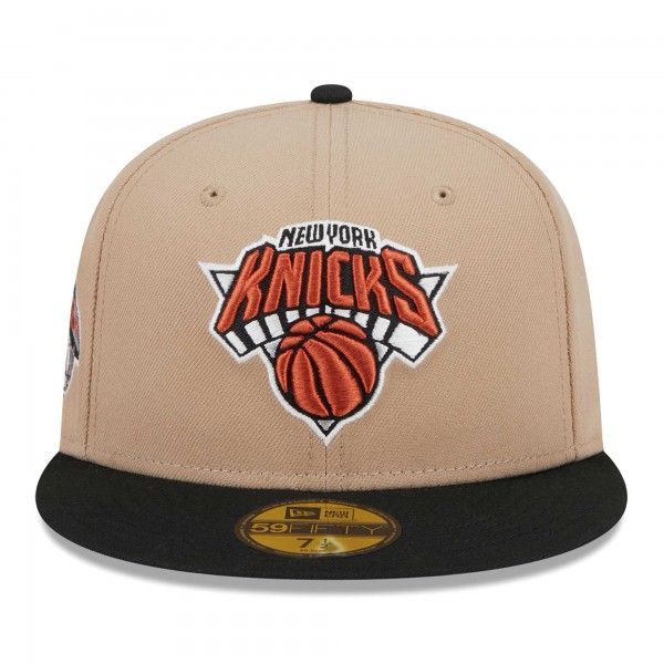 Бейсболка New York Knicks New Era Burnt Orange Logo 2-Tone 59FIFTY - Tan/Black