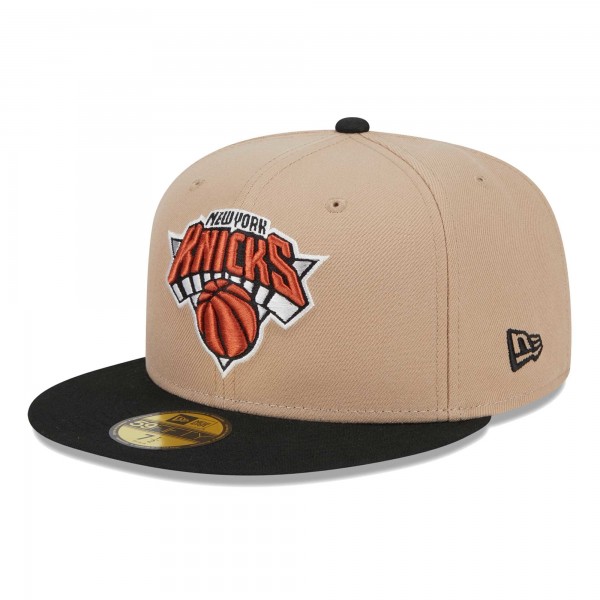 Бейсболка New York Knicks New Era Burnt Orange Logo 2-Tone 59FIFTY - Tan/Black