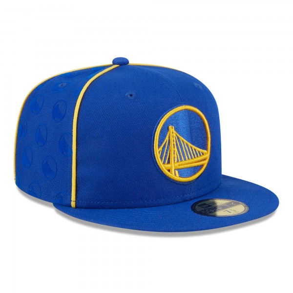 Бейсболка Golden State Warriors New Era Royal Piped & Flocked 59Fifty