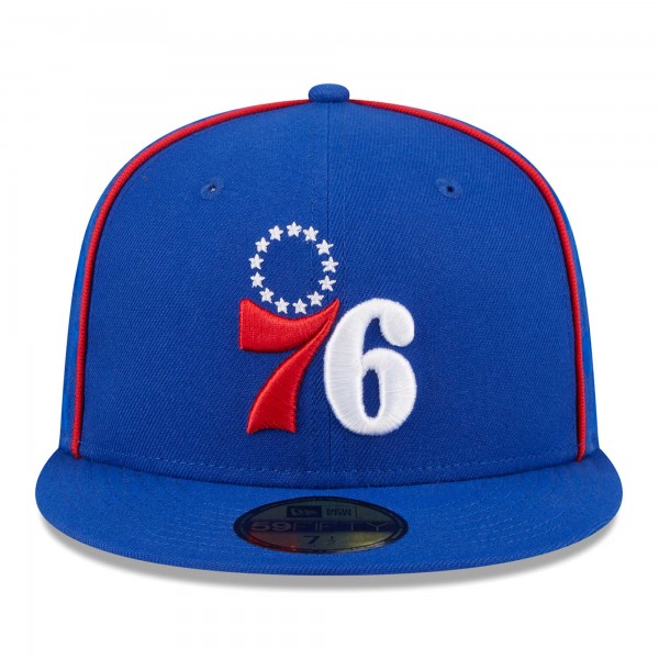 Бейсболка Philadelphia 76ers New Era Piped & Flocked 59Fifty - Royal