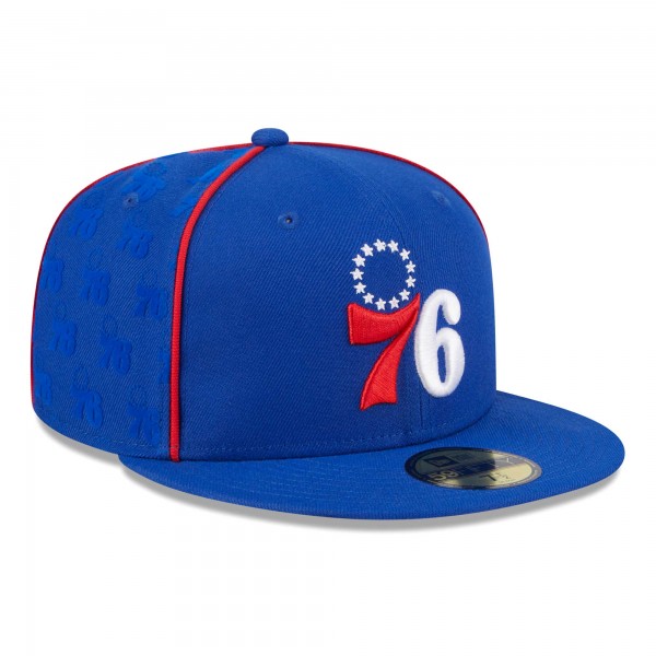 Бейсболка Philadelphia 76ers New Era Piped & Flocked 59Fifty - Royal