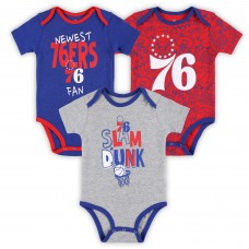 Малышам Philadelphia 76ers Royal/Red/Gray Slam Dunk 3-Piece Bodysuit Set