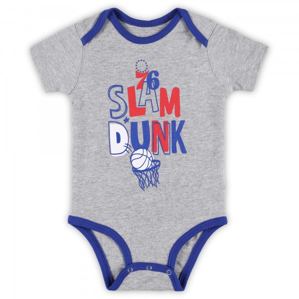 Малышам Philadelphia 76ers Royal/Red/Gray Slam Dunk 3-Piece Bodysuit Set