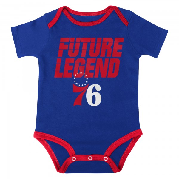 Малышам Philadelphia 76ers Royal/Red/Gray Bank Shot Bodysuit, Hoodie T-Shirt & Shorts Set