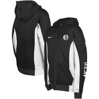 Толстовка на молнии Youth Brooklyn Nets Nike Black Showtime Performance
