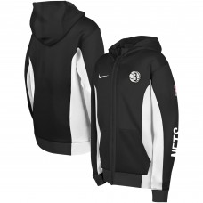 Толстовка на молнии Youth Brooklyn Nets Nike Black Showtime Performance
