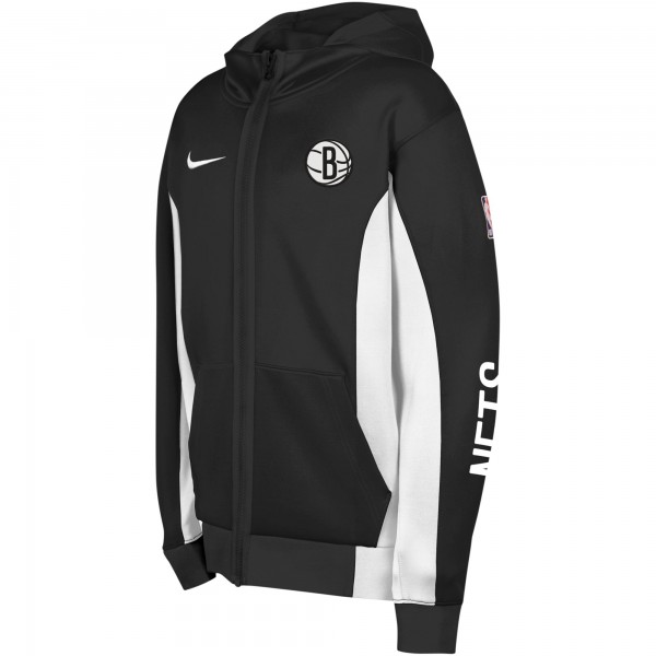 Толстовка на молнии Youth Brooklyn Nets Nike Black Showtime Performance