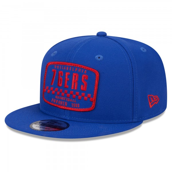 Бейсболка Philadelphia 76ers New Era Royal Rally Drive Finish Line Patch 9FIFTY Snapback