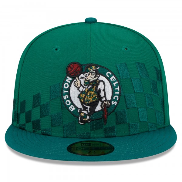 Бейсболка Boston Celtics New Era  Rally Drive Checkerboard 59FIFTY Crown - Kelly Green
