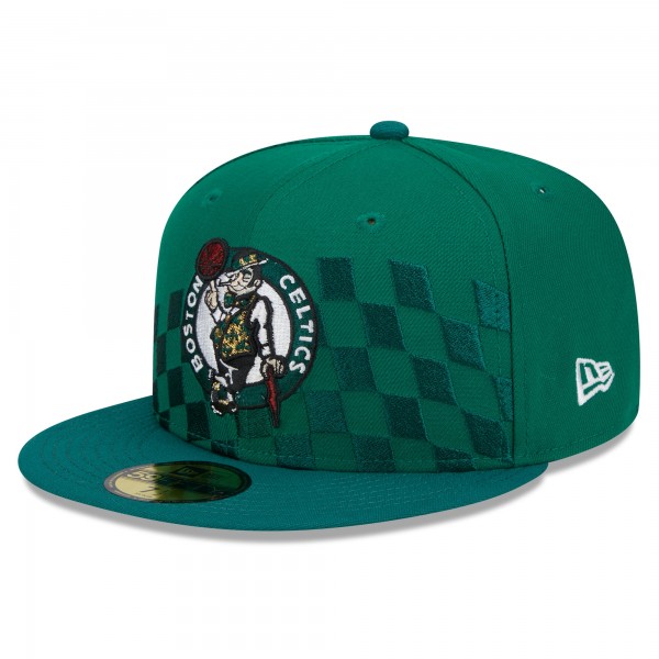 Бейсболка Boston Celtics New Era  Rally Drive Checkerboard 59FIFTY Crown - Kelly Green