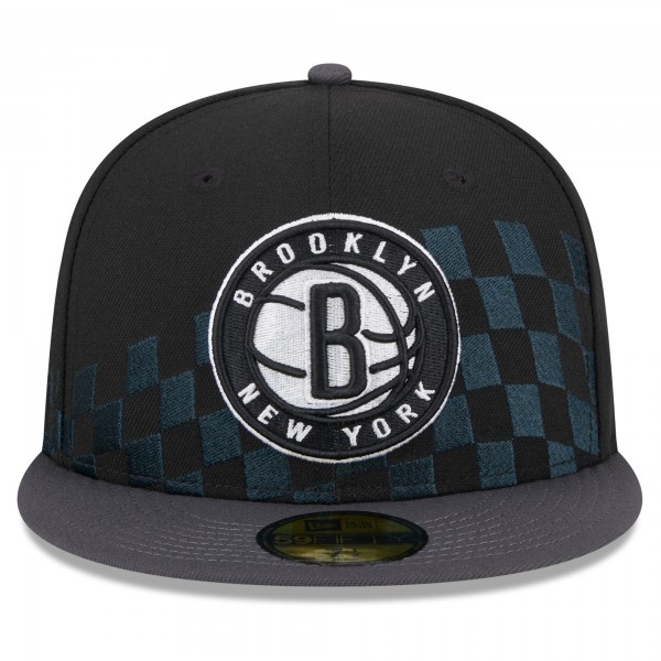 Бейсболка Brooklyn Nets New Era  Rally Drive Checkerboard 59FIFTY Crown - Black