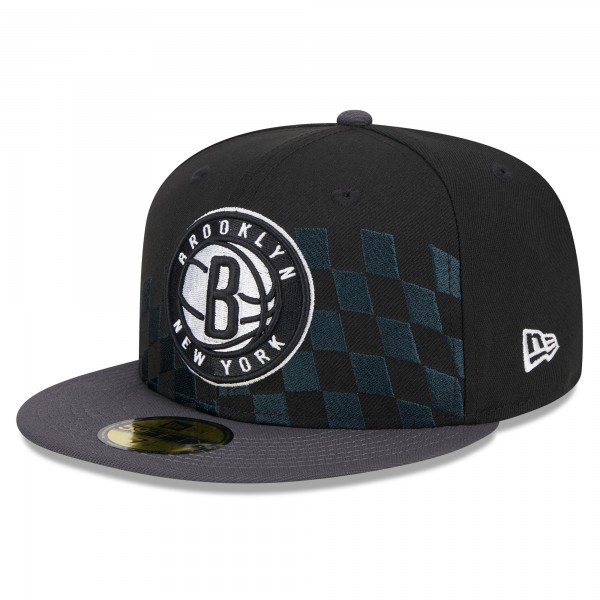 Бейсболка Brooklyn Nets New Era  Rally Drive Checkerboard 59FIFTY Crown - Black