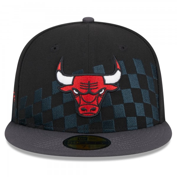 Бейсболка Chicago Bulls New Era 2024 NBA All-Star Game Rally Drive Checkerboard 59FIFTY Crown - Black