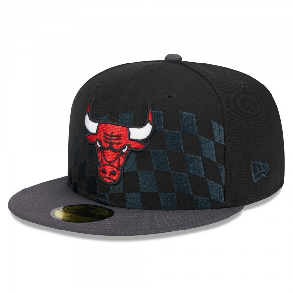 Бейсболка Chicago Bulls New Era 2024 NBA All-Star Game Rally Drive Checkerboard 59FIFTY Crown - Black