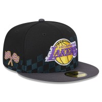 Бейсболка Los Angeles Lakers New Era  Rally Drive Checkerboard 59FIFTY Crown - Black
