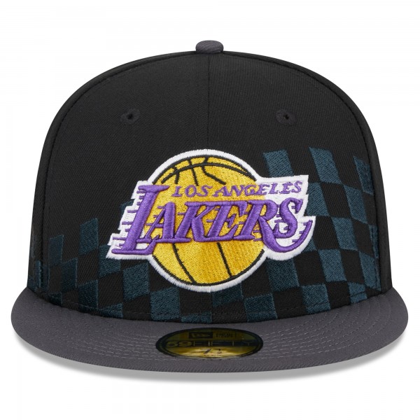 Бейсболка Los Angeles Lakers New Era  Rally Drive Checkerboard 59FIFTY Crown - Black