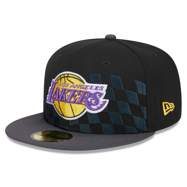 Бейсболка Los Angeles Lakers New Era  Rally Drive Checkerboard 59FIFTY Crown - Black
