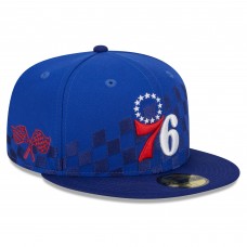 Бейсболка Philadelphia 76ers New Era Royal Rally Drive Checkerboard 59FIFTY Crown