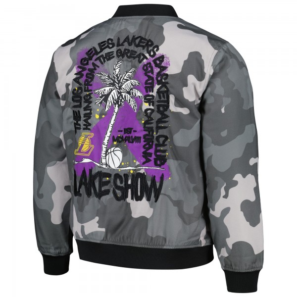 Куртка на молнии Los Angeles Lakers The Wild Collective Unisex 2023/24 City Edition Camo Bomber - Gray