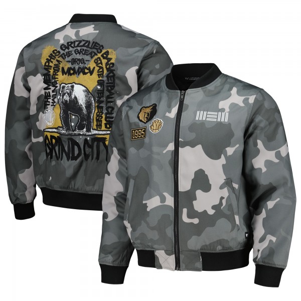 Бомбер на молнии Memphis Grizzlies The Wild Collective Unisex 2023/24 City Edition Camo Bomber - Gray