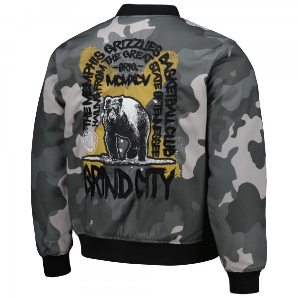 Бомбер на молнии Memphis Grizzlies The Wild Collective Unisex 2023/24 City Edition Camo Bomber - Gray