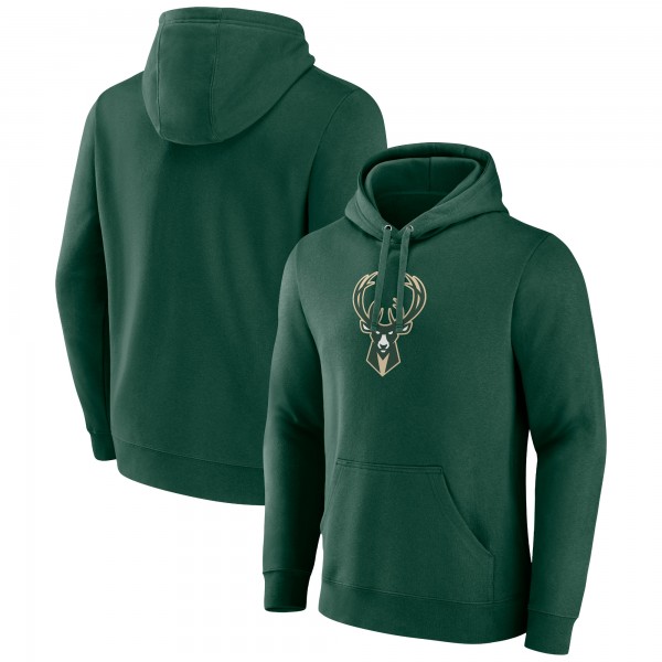 Milwaukee Bucks Fanatics Hunter Green Primary Logo Pullover Hoodie