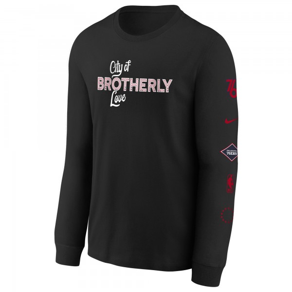 Футболка с длинным рукавом Philadelphia 76ers Nike Youth 2023/24 City Edition Max90 - Black