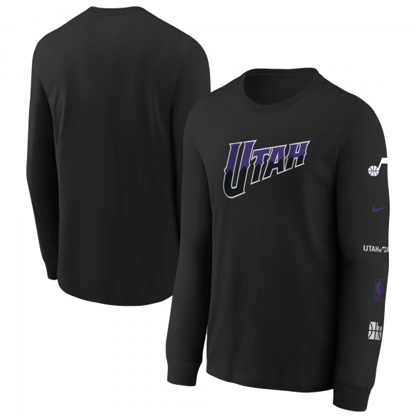 Футболка с длинным рукавом Utah Jazz Nike Youth 2023/24 City Edition Max90 - Black