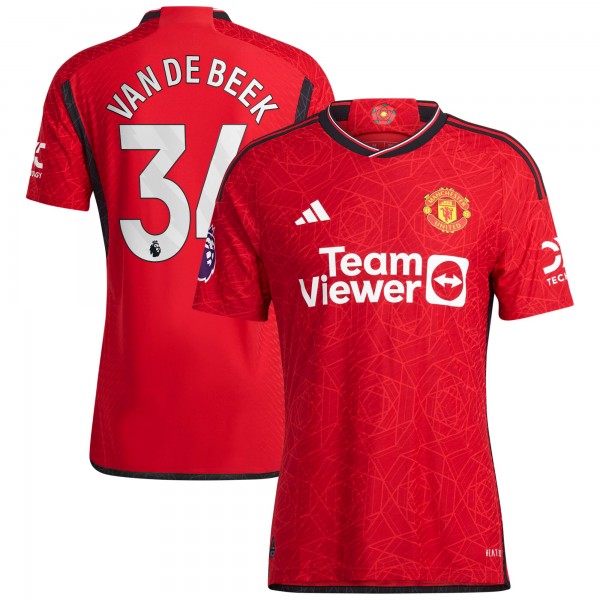 Игровая форма  Donny Van De Beek Manchester United adidas 2023/24 Home Authentic Player - Red