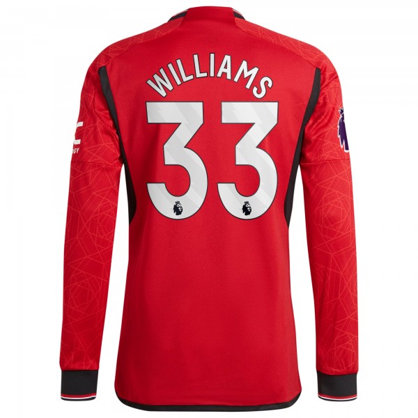 Игровая форма  Brandon Williams Manchester United adidas 2023/24 Home Authentic Player - Red