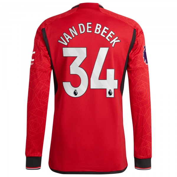 Игровая форма  Donny Van De Beek Manchester United adidas 2023/24 Home Authentic Player - Red