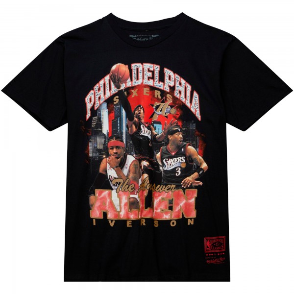 Футболка Allen Iverson Philadelphia 76ers Mitchell & Ness Hardwood Classics Bling Concert Player - Black