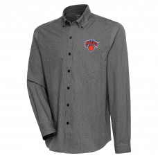New York Knicks Antigua Compression Button-Down Shirt - Black