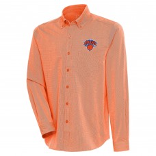 New York Knicks Antigua Compression Button-Down Shirt - Orange