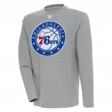 Philadelphia 76ers Antigua Flier Bunker Pullover Sweatshirt - Gray