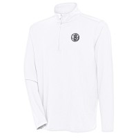 Brooklyn Nets Antigua White Hunk Quarter-Zip Pullover Top