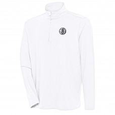 Brooklyn Nets Antigua White Hunk Quarter-Zip Pullover Top