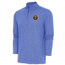 Denver Nuggets Antigua Heather Royal Hunk Quarter-Zip Pullover Top