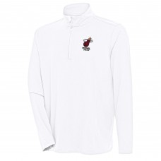 Miami Heat Antigua White Hunk Quarter-Zip Pullover Top