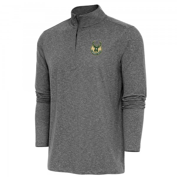 Кофта на короткой молнии Milwaukee Bucks Antigua Hunk - Heather Black
