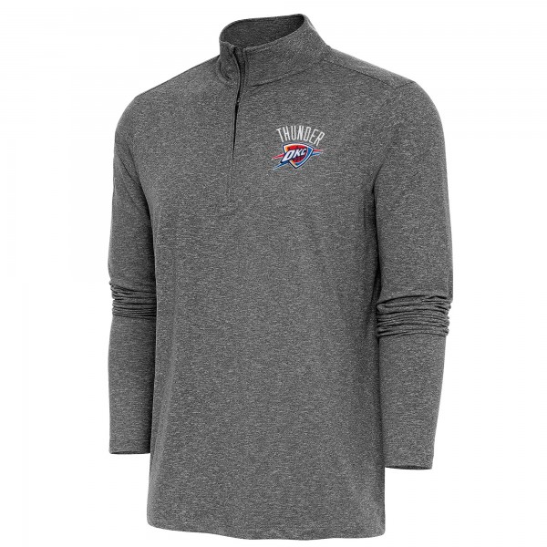 Oklahoma City Thunder Antigua Heather Black Hunk Quarter-Zip Pullover Top