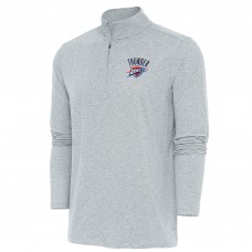 Oklahoma City Thunder Antigua Heather Gray Hunk Quarter-Zip Pullover Top