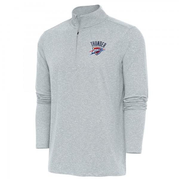 Oklahoma City Thunder Antigua Heather Gray Hunk Quarter-Zip Pullover Top