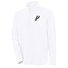 San Antonio Spurs Antigua White Hunk Quarter-Zip Pullover Top