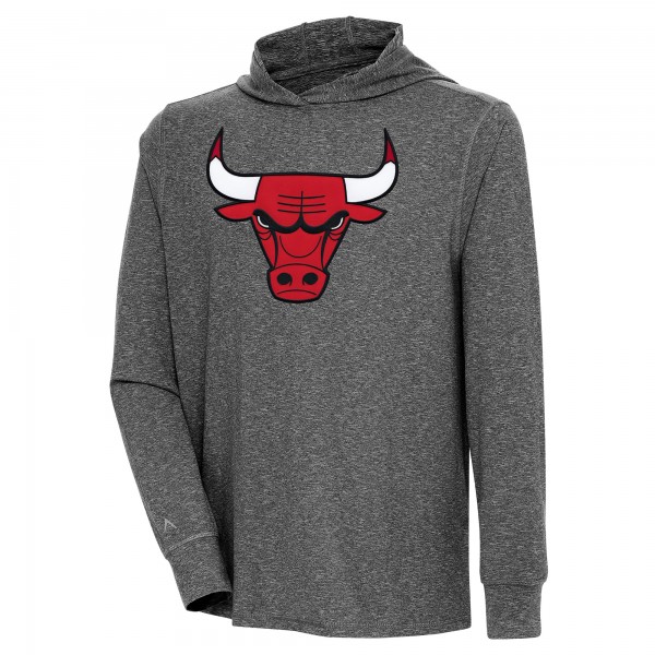 Футболка с длинным рукавом с капюшоном Chicago Bulls Antigua Heather Black Saga
